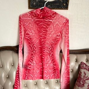 Semi transparent pink and off white sweater